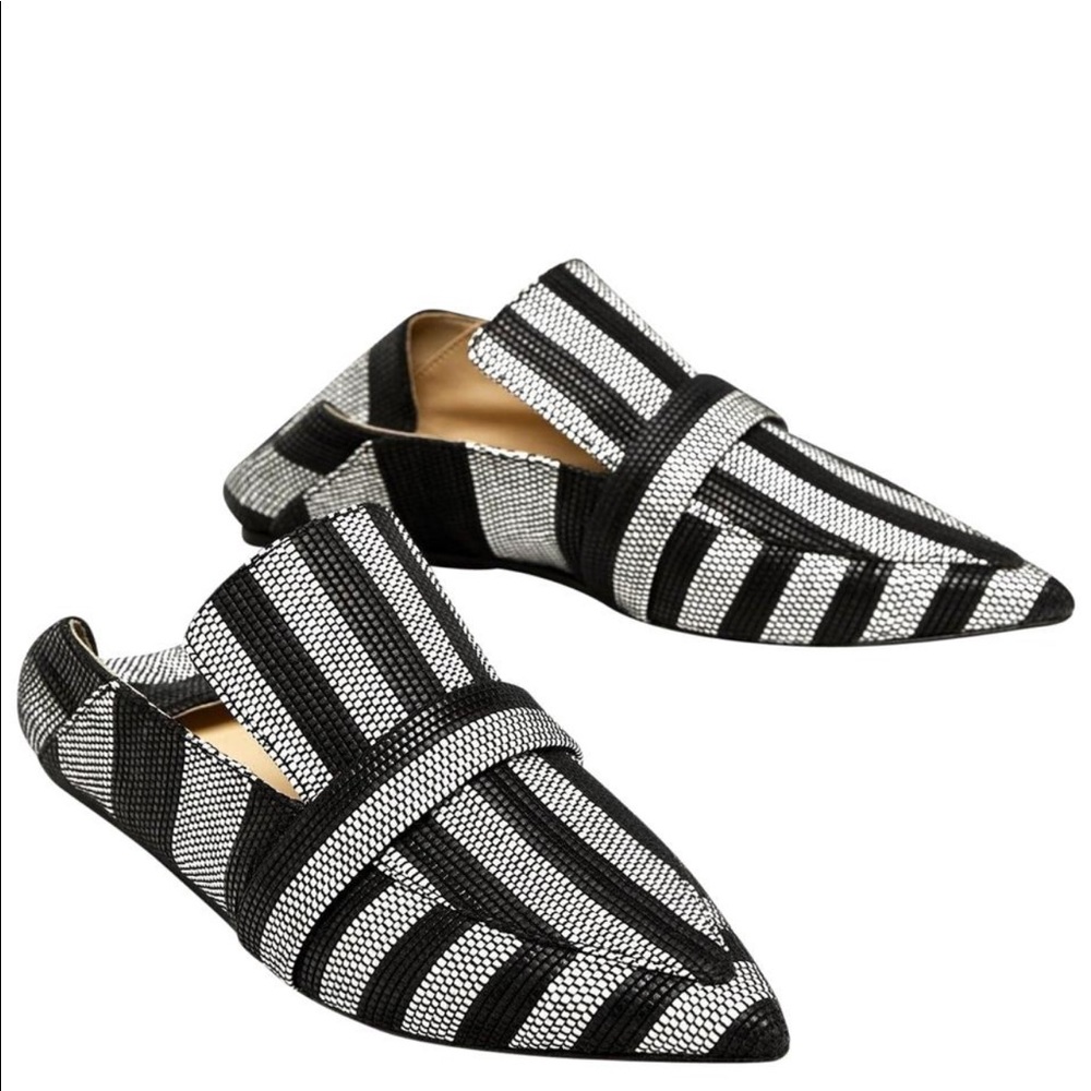 Zara basic black striped convertible loafer / mule